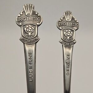 Rolex Bucherer Switzerland Souvenir Spoon Lucerne Geneve Silver Plate Vintage